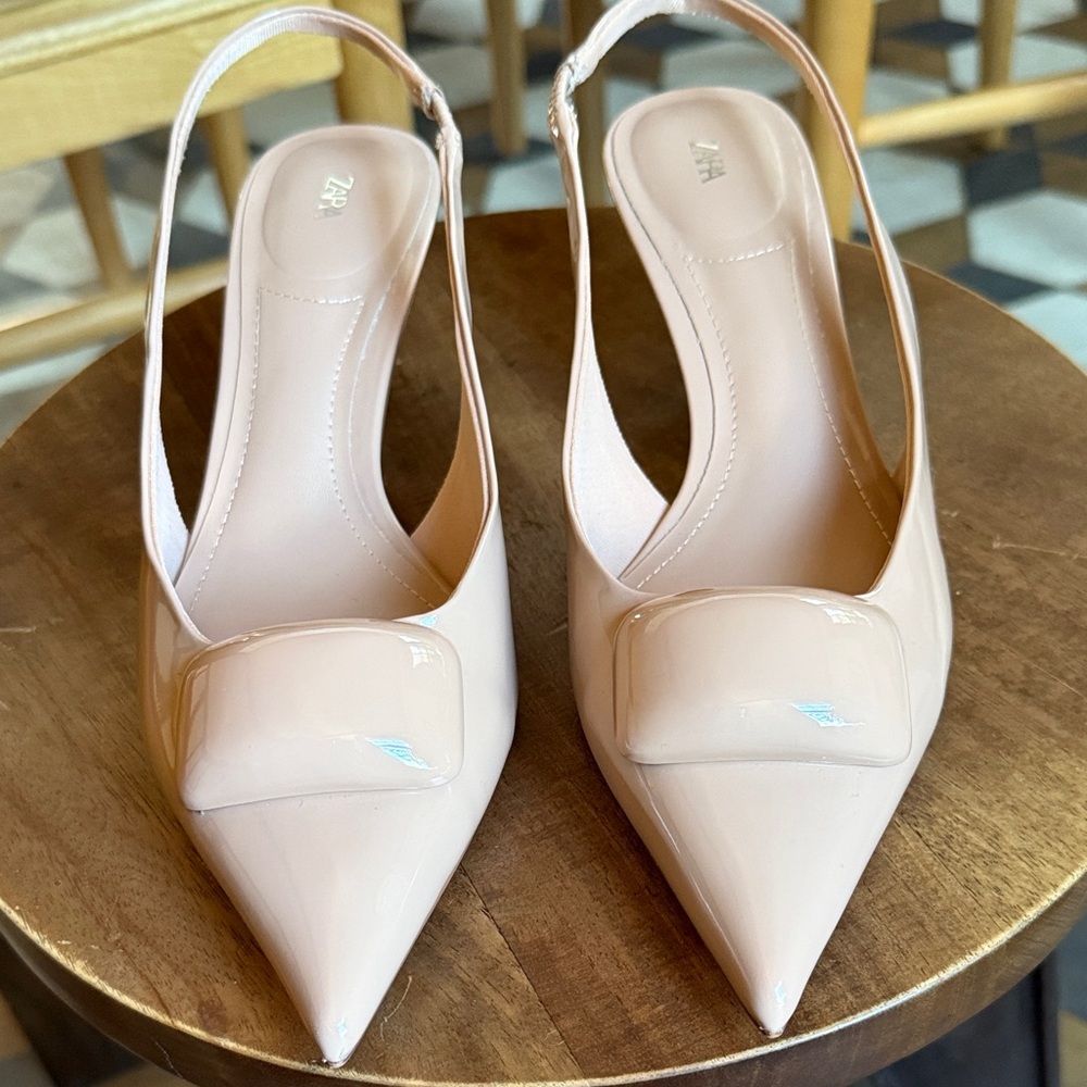 Zara Women's Nude Slingback Heels (EU 37) EUC Worn Once